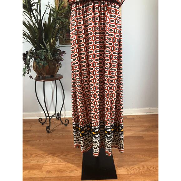 Magic Maxi Dress Women Small Red Geometric Sleeveless Stretch Boho Casual - Picture 4 of 12